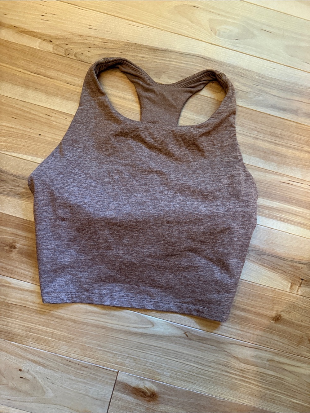 Chestnut Brown Racerback Sports Bra Crop Top - Women's